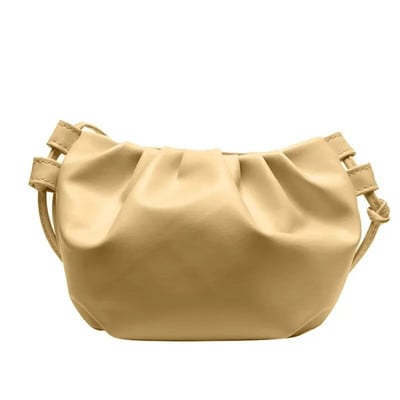 Ženska torba na rame Mala kožna torba preko ramena Ženska jednobojna uvijena ženska torba Mini torba s patentnim zatvaračem Cloud Bag