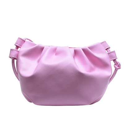 Ženska torba na rame Mala kožna torba preko ramena Ženska jednobojna uvijena ženska torba Mini torba s patentnim zatvaračem Cloud Bag