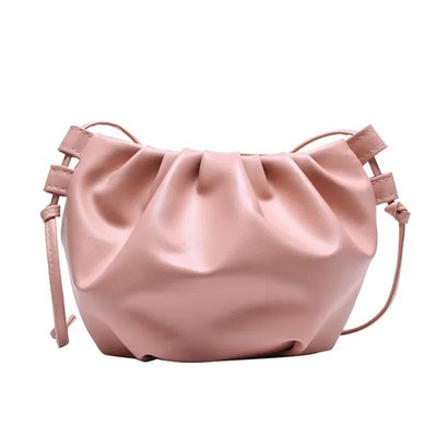 Ženska torba na rame Mala kožna torba preko ramena Ženska jednobojna uvijena ženska torba Mini torba s patentnim zatvaračem Cloud Bag