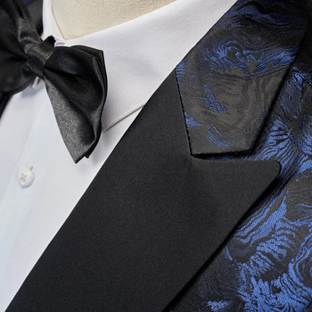 Мъжки бизнес банкетен жакардов костюм от 3 части Джентълменско дворно облекло Мъжка сватбена рокля за младоженеца Мъжки блейзъри + панталон + жилетка