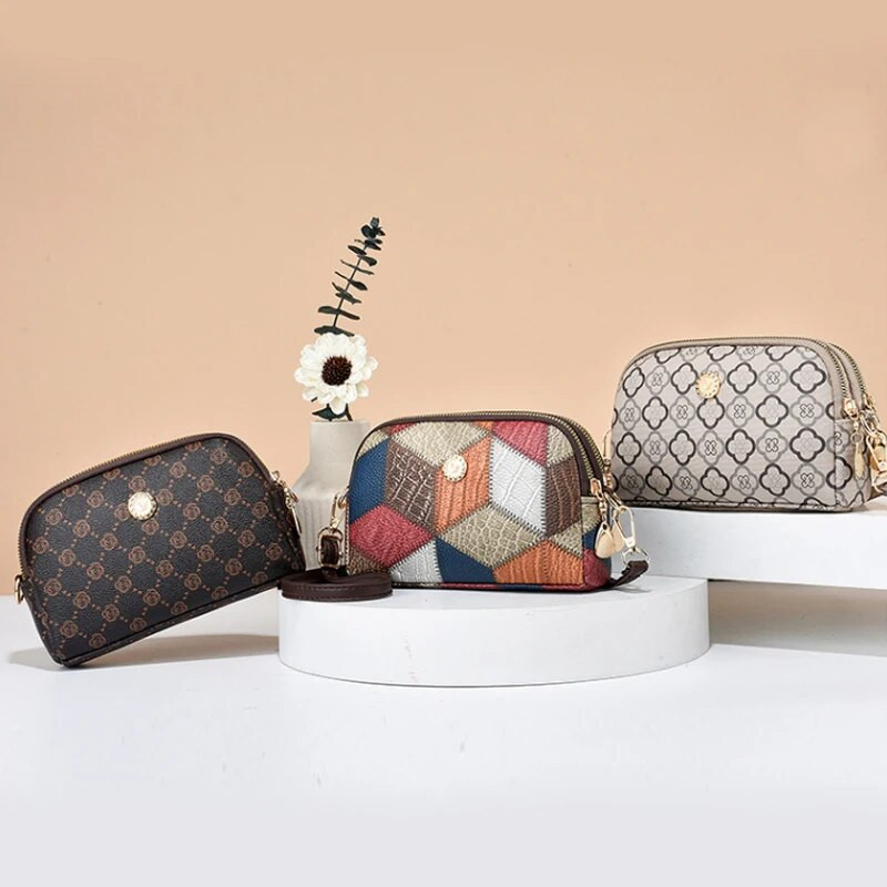 Naiste käekotid Kvaliteetne Pu-nahast Crossbody kott Pehme naiste luksusliku disainiga trükitud õlakott Tepitud kestakott