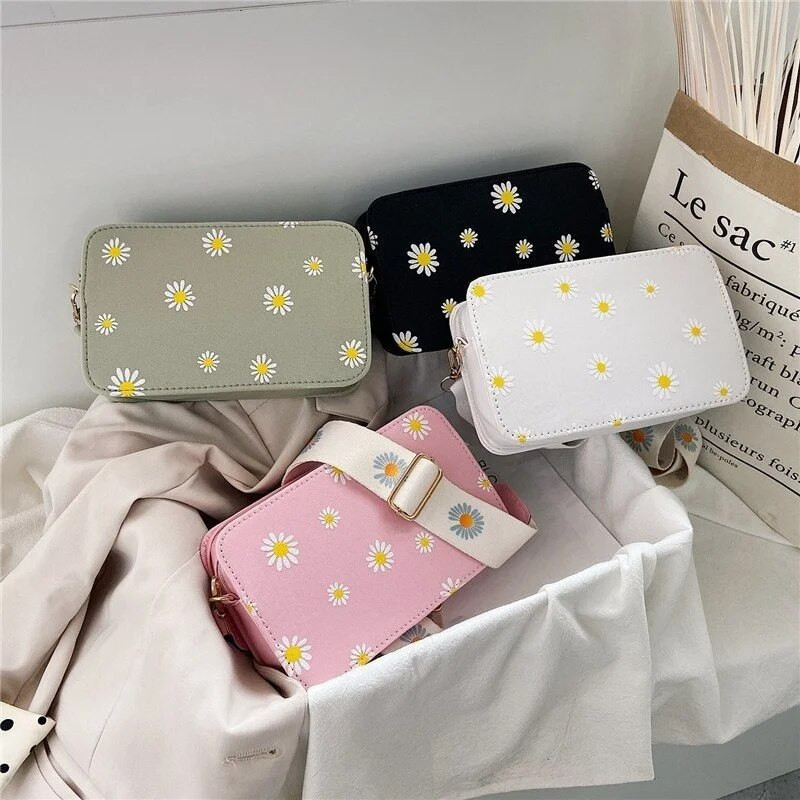 Nova modna ženska torba Torba na rame s tratinčastim uzorkom Ručna torba Mala četvrtasta torba s printom Tote Klasične elegantne torbe na rame preko ramena