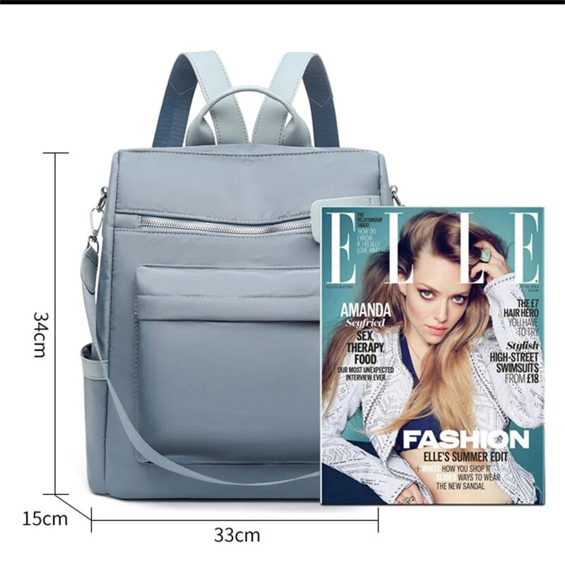 TRAVEASY laisvalaikio Oksfordo moterų kuprinė, maža kelių kišenių moteriška pečių krepšys Preppy stiliaus paauglių mergaičių nuo vagystės mėlyna kuprinė