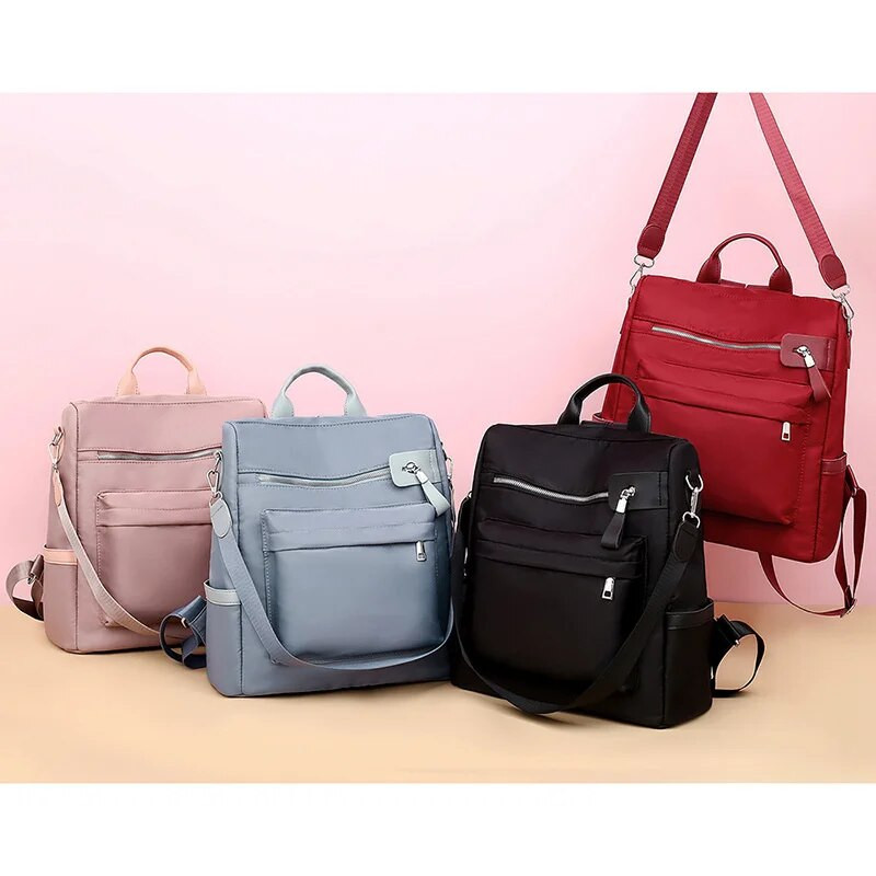 TRAVEASY laisvalaikio Oksfordo moterų kuprinė, maža kelių kišenių moteriška pečių krepšys Preppy stiliaus paauglių mergaičių nuo vagystės mėlyna kuprinė