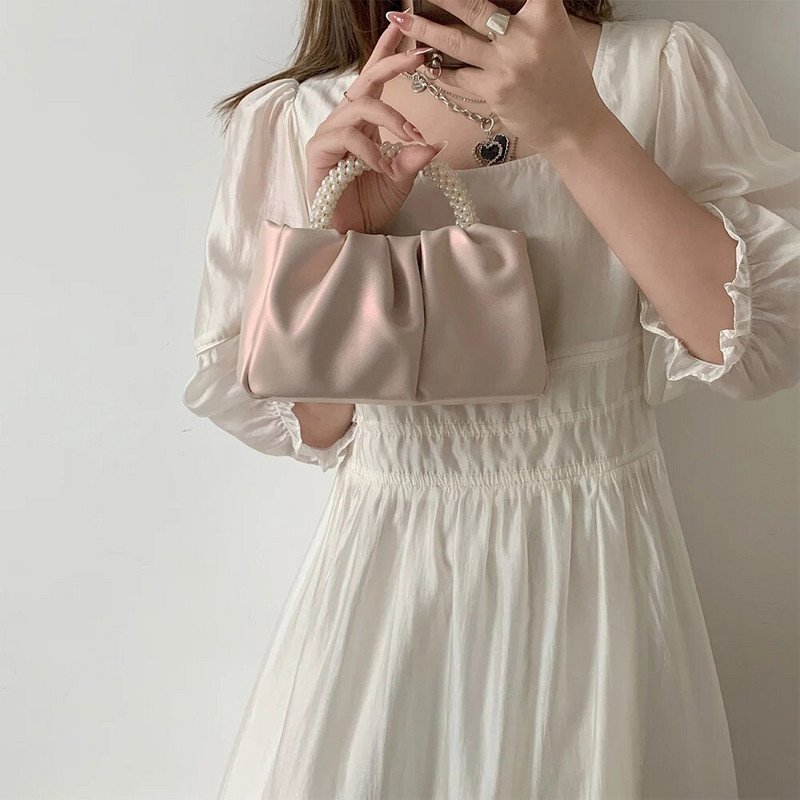 Ženske torbe na rame Elegantne ručne torbice s bisernom ručkom Mini torbica za mobilni telefon PU kožna ženska torba za večernje zabave Torbica