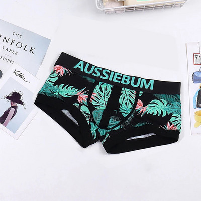 Naujas vyriškas apatinis trikotažas Vintažinės kvėpuojančios medvilnės apatinės kelnės spausdintos paplūdimio stiliaus bokserio žemu juosmeniu madingos kelnaitės vyrams