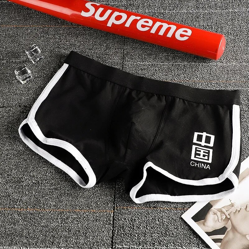 Vyriški išgaubti apatiniai apatiniai sportiniai bokseriniai šortai medvilniniai vienspalviai vienspalviai jaunimo mada sportinis apatinis trikotažas Patogios apatinės kelnės