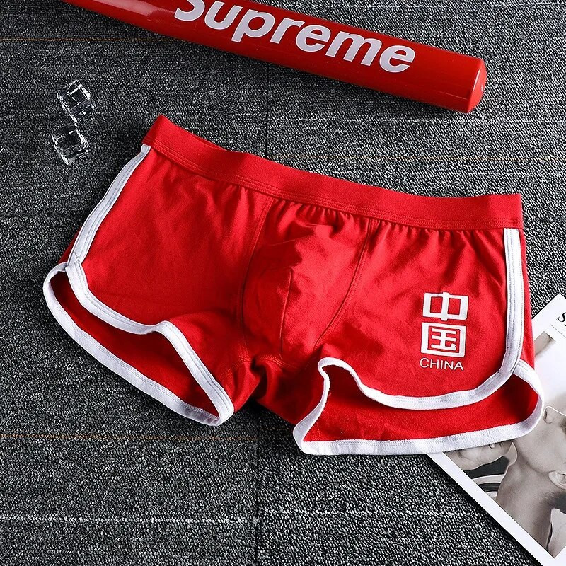 Vyriški išgaubti apatiniai apatiniai sportiniai bokseriniai šortai medvilniniai vienspalviai vienspalviai jaunimo mada sportinis apatinis trikotažas Patogios apatinės kelnės