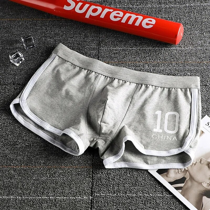 Vyriški išgaubti apatiniai apatiniai sportiniai bokseriniai šortai medvilniniai vienspalviai vienspalviai jaunimo mada sportinis apatinis trikotažas Patogios apatinės kelnės