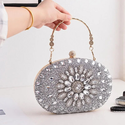 Vakarinis „Clutch“ krepšys moterims Vestuvių gėlių deimantinės sankabos piniginės Grandinės dizainerio prabangus krepšys vakarėlio rankinė su metaline rankena