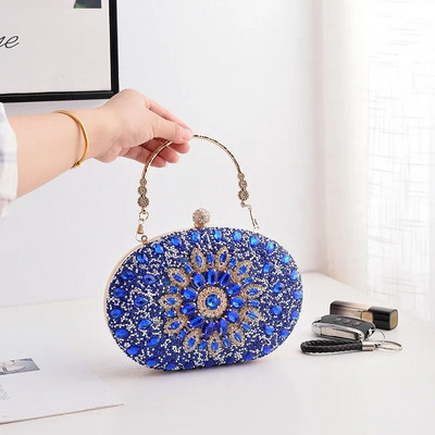 Esti Clutch táska nőknek Esküvői Virág Gyémánt Kuplung pénztárcák Lánctervező Luxustáska Party kézitáska fém fogantyúval