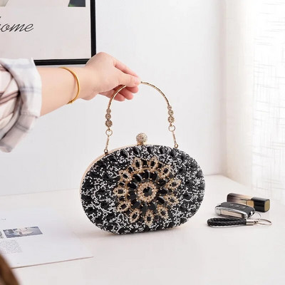 Esti Clutch táska nőknek Esküvői Virág Gyémánt Kuplung pénztárcák Lánctervező Luxustáska Party kézitáska fém fogantyúval