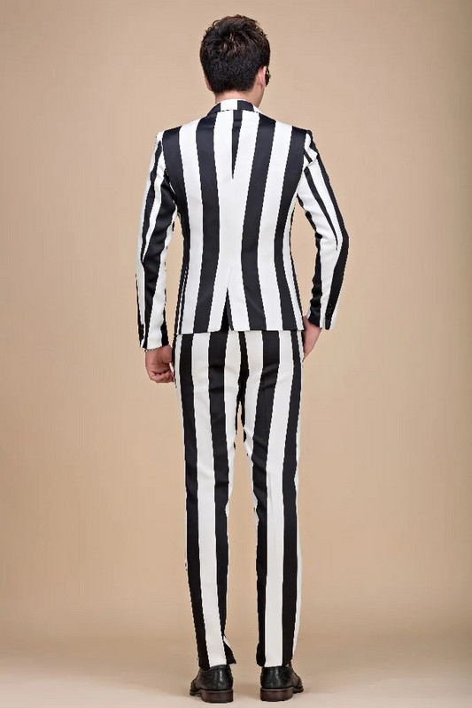 Jesensko odijelo Ljetni kostim Mariage Homme Black White Grey Komplet odijela na pruge Smoking Uomo Trajes De Hombre Smoking Masculino