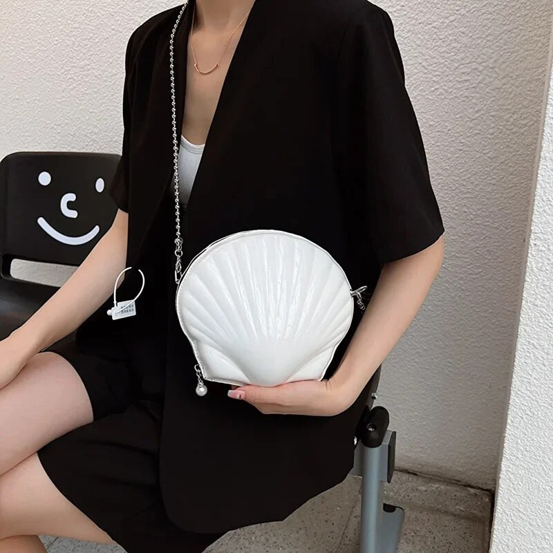 Modne ženske torbice na rame Shell Bag Lanac Slatka PU kožna mala torbica Telefonska torbica s patentnim zatvaračem Torbe preko ramena za žene