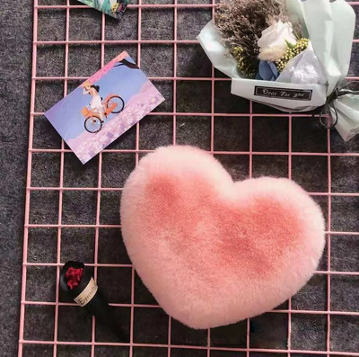 Modne ženske torbice u obliku srca Slatke Kawaii torbe od umjetnog krzna preko ramena Novčanik Torbica Plišana torbica s lancem Ženska torbica