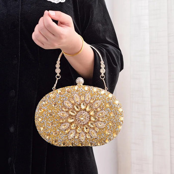 Дамска луксозна диамантена вечерна чанта Модна банкетна чанта Дамска нова тенденция 2023 Парти чанта с кристали Съединител с верижка