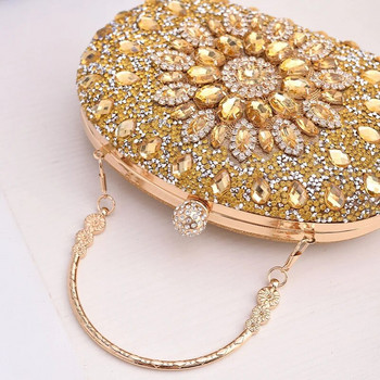 Дамска луксозна диамантена вечерна чанта Модна банкетна чанта Дамска нова тенденция 2023 Парти чанта с кристали Съединител с верижка