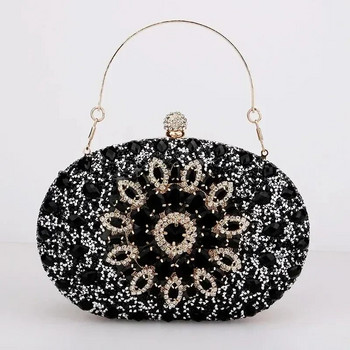 Дамска чанта за вечеря Модна нова банкетна чанта с инкрустиран слънчоглед с диаманти Рокля Вечерна луксозна чанта