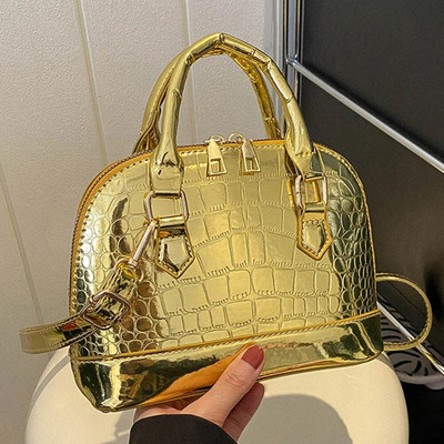 Izvrsna torba na rame Ženska krokodilska torba čiste boje Torba za kupnju U obliku školjke, ležerna torba u obliku školjke, ženska torbica od PU kože