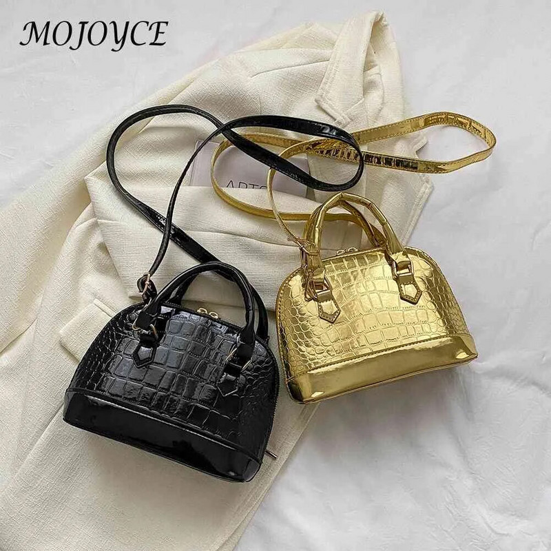 Izvrsna torba na rame Ženska krokodilska torba čiste boje Torba za kupnju U obliku školjke, ležerna torba u obliku školjke, ženska torbica od PU kože