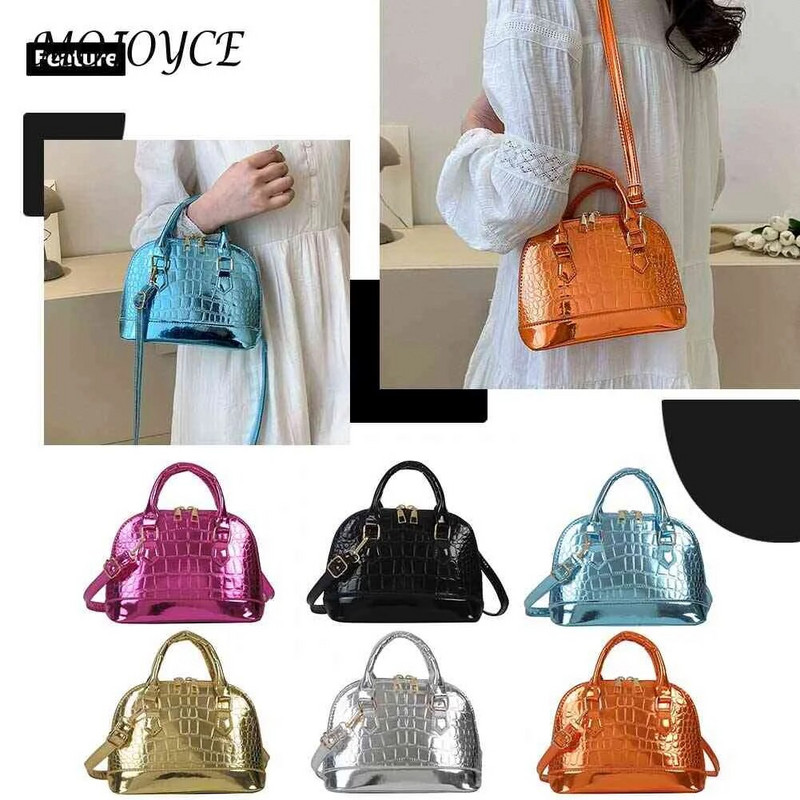Izvrsna torba na rame Ženska krokodilska torba čiste boje Torba za kupnju U obliku školjke, ležerna torba u obliku školjke, ženska torbica od PU kože