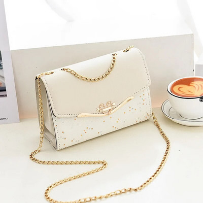 Modna ženska torba na rame Messenger torba Metalni šljokičasti lanac Crossbody telefonske torbe Ženske luksuzne dizajnerske ulične četvrtaste torbe