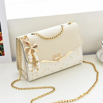 Modna ženska torba na rame Messenger torba Metalni šljokičasti lanac Crossbody telefonske torbe Ženske luksuzne dizajnerske ulične četvrtaste torbe