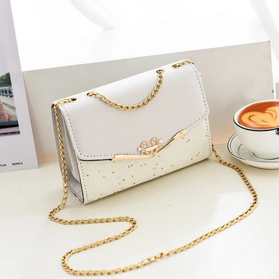 Modna ženska torba na rame Messenger torba Metalni šljokičasti lanac Crossbody telefonske torbe Ženske luksuzne dizajnerske ulične četvrtaste torbe