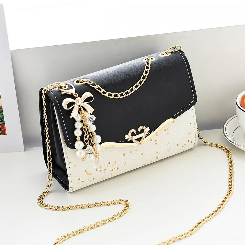 Modna ženska torba na rame Messenger torba Metalni šljokičasti lanac Crossbody telefonske torbe Ženske luksuzne dizajnerske ulične četvrtaste torbe