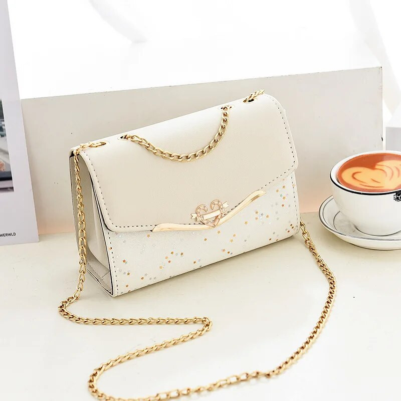 Modna ženska torba na rame Messenger torba Metalni šljokičasti lanac Crossbody telefonske torbe Ženske luksuzne dizajnerske ulične četvrtaste torbe