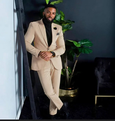 Meeste kollased ülikonnad, ühe rinnaga, ühe rinnaga, pidulikud peorõivad, 2 osa Trajes De Boda Para Hombre Completos