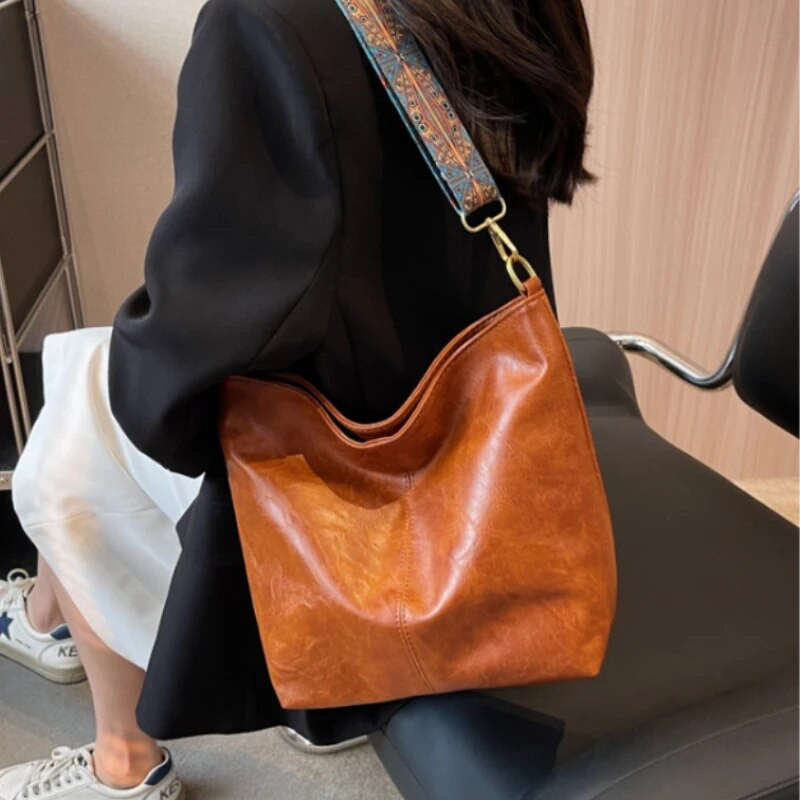 Vintage veganske torbe na rame za žene Velika torba od PU kože Luksuzna torba preko ramena Ženska kurirska torba Torbica za kupovinu