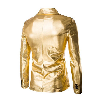 Мъжки лъскави златни костюми от 2 части (блейзър+панталон) Fashion Party Terno Masculino DJ Club Dress Tuxedo Suit Men Stage Singer Clothes