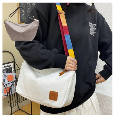 Nova platnena torba na rame Ženska kurirska torba velikog kapaciteta Ženske torbe preko ramena Retro torbica za studente na naramenice u boji