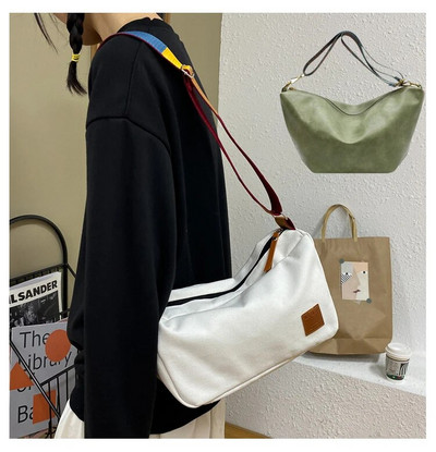 Nova platnena torba na rame Ženska kurirska torba velikog kapaciteta Ženske torbe preko ramena Retro torbica za studente na naramenice u boji