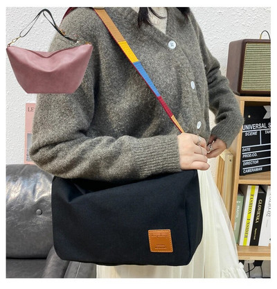 Nova platnena torba na rame Ženska kurirska torba velikog kapaciteta Ženske torbe preko ramena Retro torbica za studente na naramenice u boji