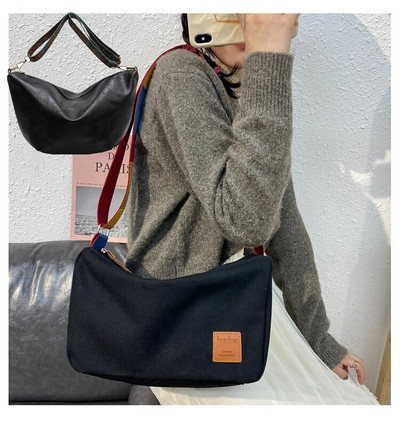 Nova platnena torba na rame Ženska kurirska torba velikog kapaciteta Ženske torbe preko ramena Retro torbica za studente na naramenice u boji