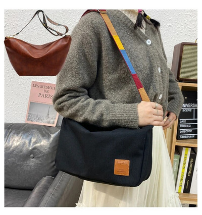 Nova platnena torba na rame Ženska kurirska torba velikog kapaciteta Ženske torbe preko ramena Retro torbica za studente na naramenice u boji