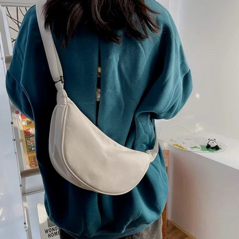 Едноцветна дамска чанта за гърдите с голям капацитет за пътуване през тялото, женска чанта за колан Half Moon Дамски ежедневни улични раници 2023