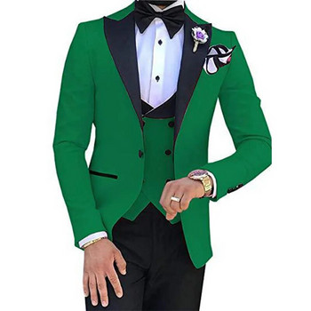 Нов костюм за 2023 г. Мъжки костюм от три части Корейска версия Slim fit модел Бизнес костюм на шафер Сватбена рокля на младоженеца Мъжки костюм