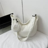 Modne torbe na rame s puf cvijetom Jednostavne plisirane ženske nove platnene torbe preko ramena Ručne torbe za žene Sling torba