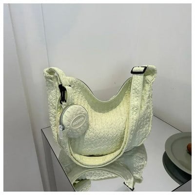 Modne torbe na rame s puf cvijetom Jednostavne plisirane ženske nove platnene torbe preko ramena Ručne torbe za žene Sling torba