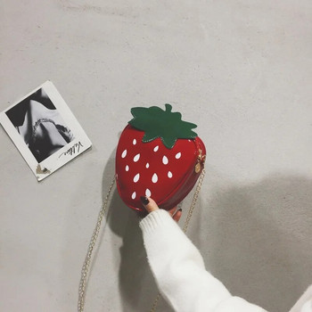 Γυναικεία τσάντα ώμου Τσάντα σχεδιαστή σε σχήμα φράουλα Νέα μόδα Pu δερμάτινη αλυσίδα χιαστί τσάντα για κορίτσια Χαριτωμένα τσαντάκια φρούτων και τσάντα