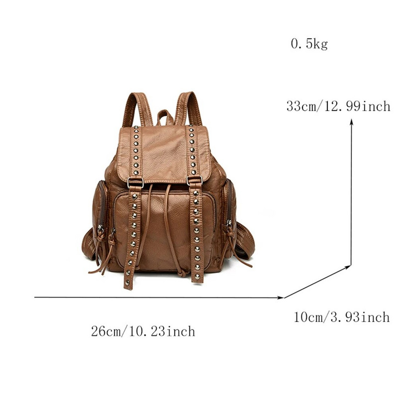 Luksuzni visokokvalitetni ženski ruksak od PU kože, modni dizajn s zakovicama, ženska torba na rame velikog kapaciteta, ženski ruksak protiv krađe