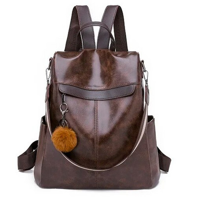 Moteriškos naujos mados laisvalaikio PU kuprinė nuo vagystės 2023 m. aukštos kokybės senovinės kuprinės moteriškos didesnės talpos mokyklinis pečių krepšys