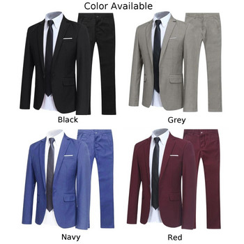 Κομψό Slim Fit Ανδρικό Σετ μπλέιζερ και παντελόνι 2 τεμαχίων παλτό σμόκιν σε πολλά μεγέθη και χρώματα