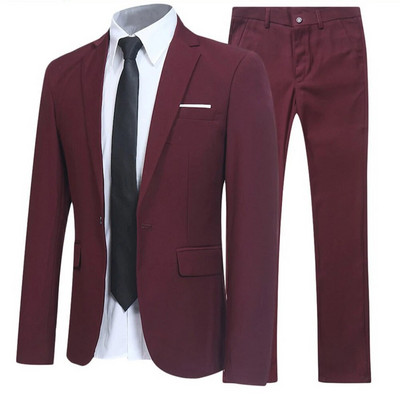 Стилен прилепнал мъжки костюм от 2 части, блейзер и панталон, комплект смокинг, сако, палто, различни размери и цветове