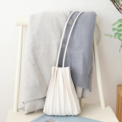 Nova ženska torba na rame Jednobojna plisirana torba za telefon preko tijela od meke PU kože Mini ženske torbice u japanskom stilu Bijele torbice