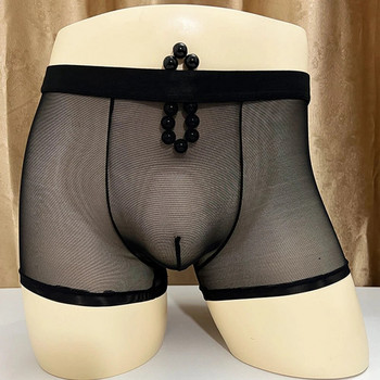 Πλήρως διαφανές Ανδρικά εσώρουχα μπόξερ με εξαιρετικά λεπτά διχτυωτό σέξι ανδρικό σορτς μπαούλο με προοπτική μονόχρωμο/εμπριμέ εσώρουχα σε συν μέγεθος