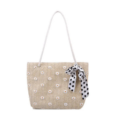 Nauja šiaudų pinta šilko skarelė vieno peties rankinė moteriška solidi didelės talpos madingos paprastos rankinės Vasaros kelionių paplūdimio krepšys